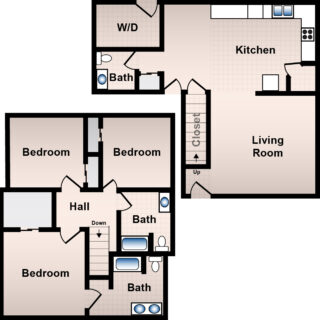 3 Bed / 2½ Bath / 1,620 sq ft / Availability: Please Call / Deposit: $600 / Rent: $1,175